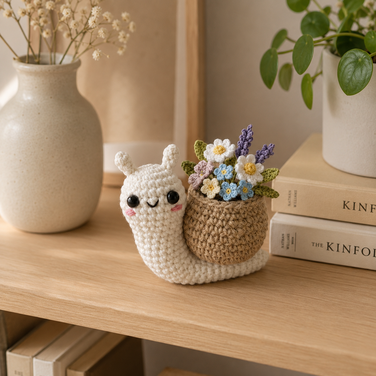 Crochet Snail with Flower – Handmade Amigurumi Plush