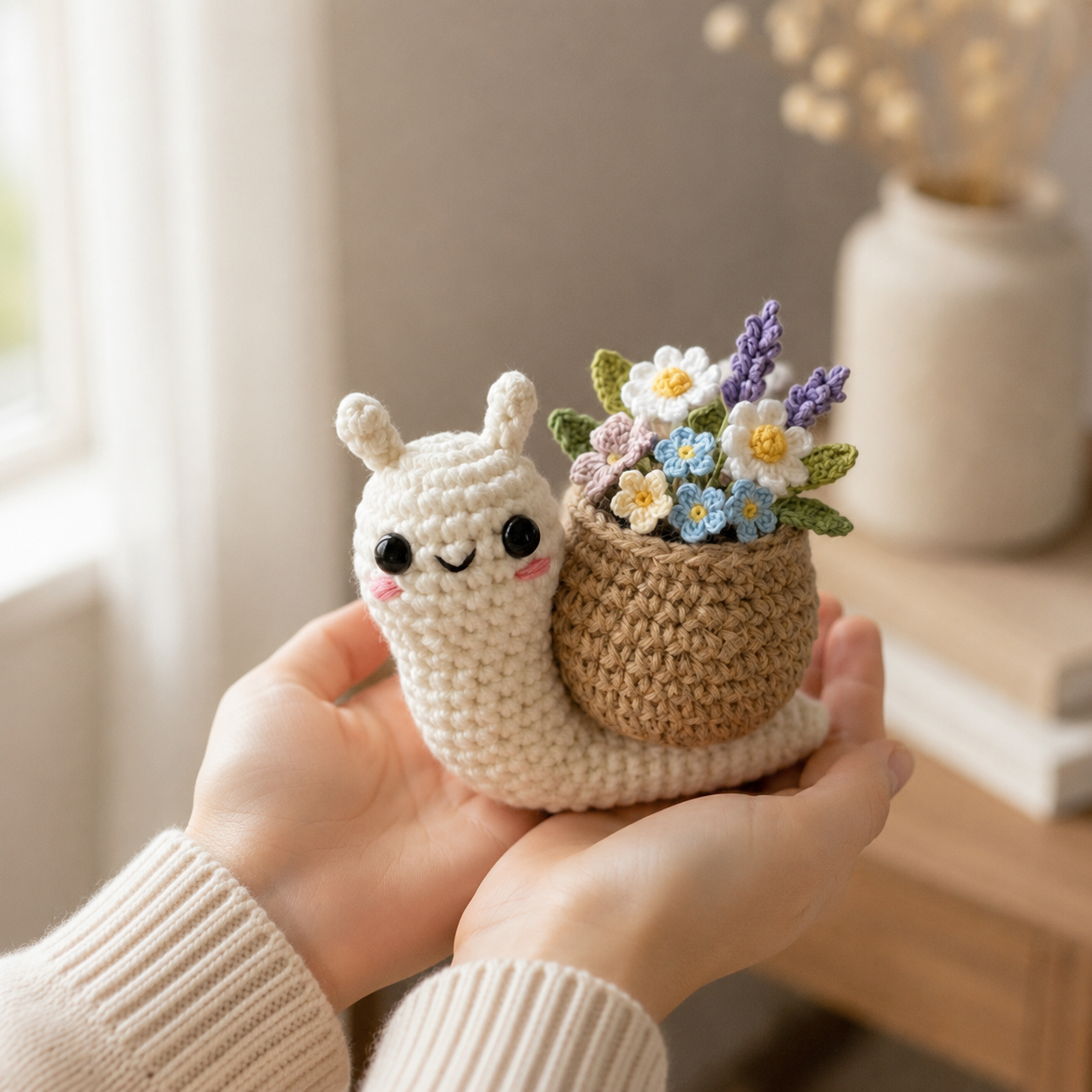 Crochet Snail with Flower – Handmade Amigurumi Plush