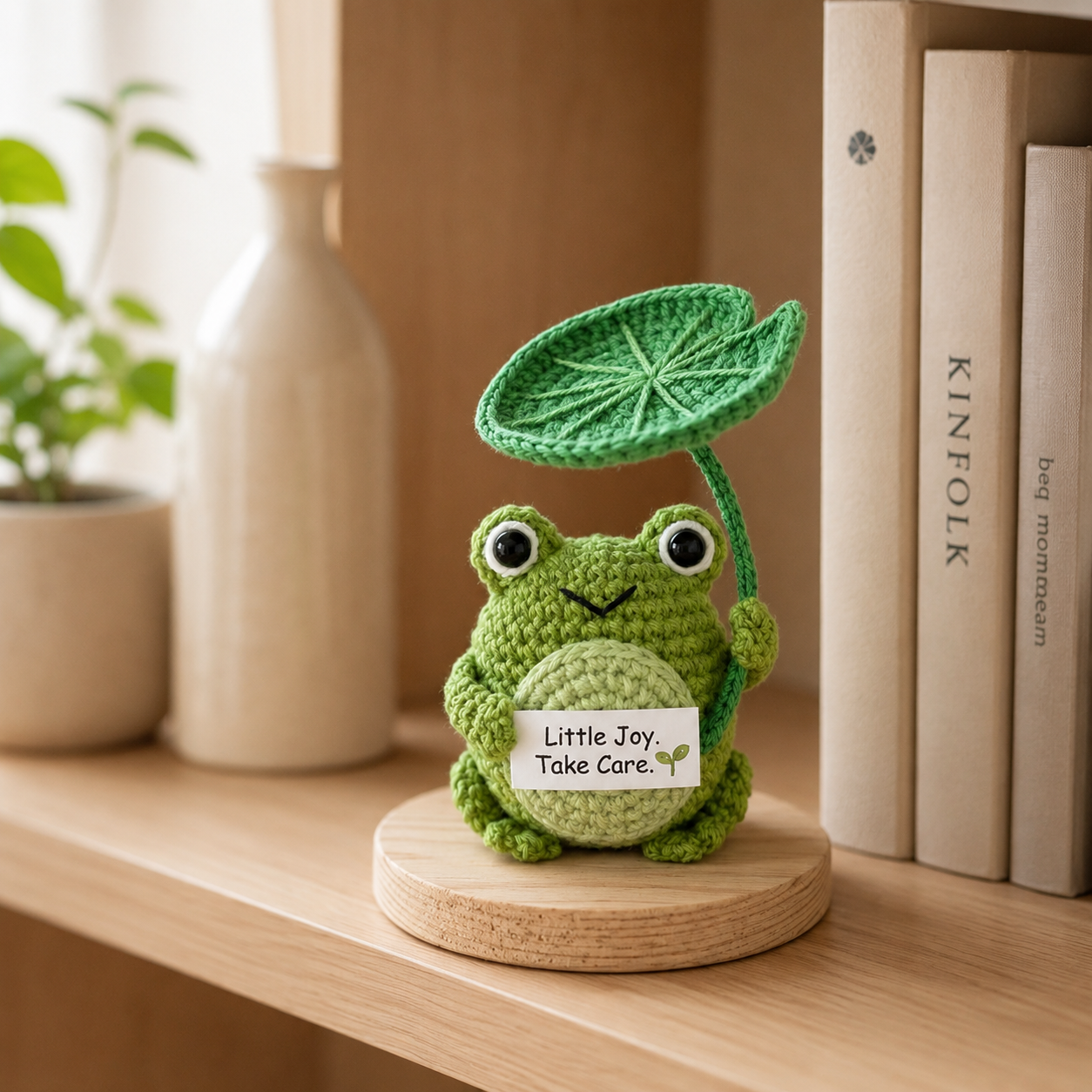 Crochet Frog with Lily Pad – Handmade Positive Gift