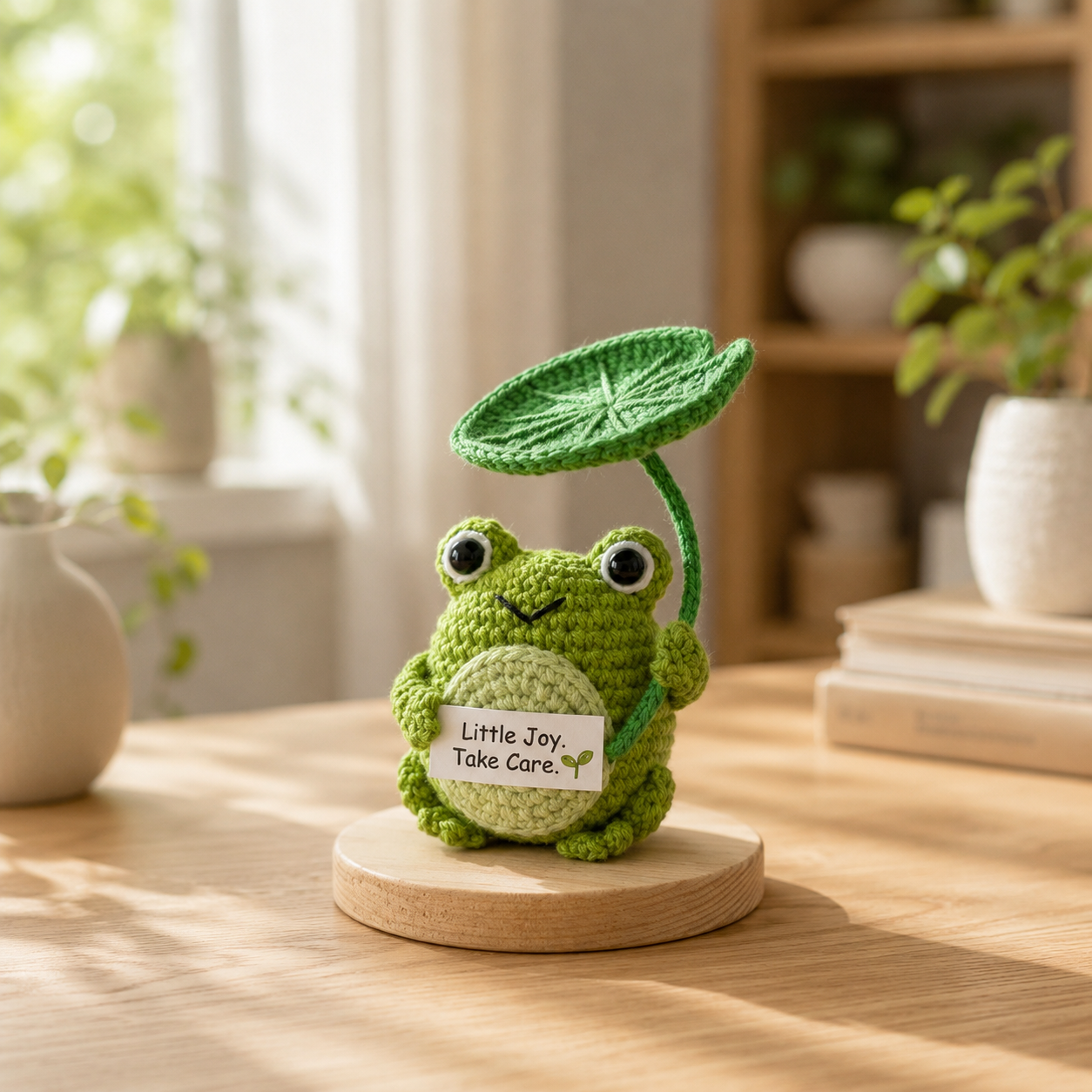 Crochet Frog with Lily Pad – Handmade Positive Gift