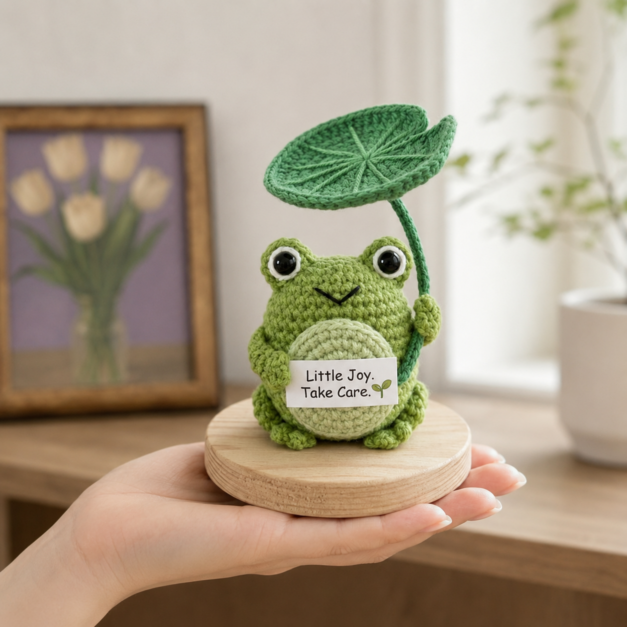 Crochet Frog with Lily Pad – Handmade Positive Gift