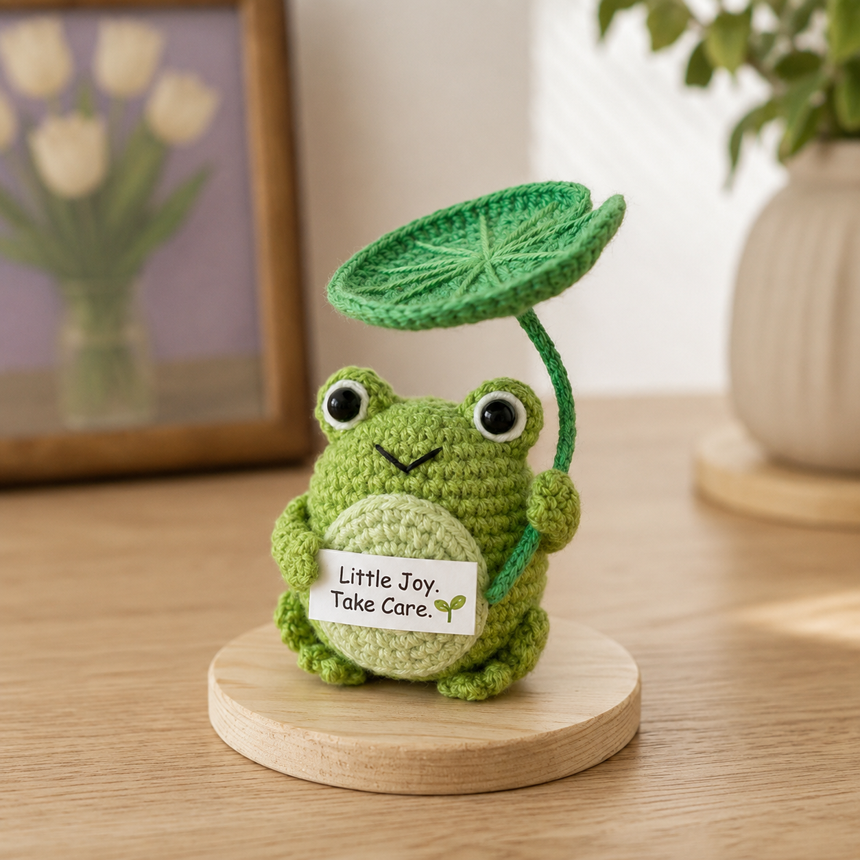 Crochet Frog with Lily Pad – Handmade Positive Gift
