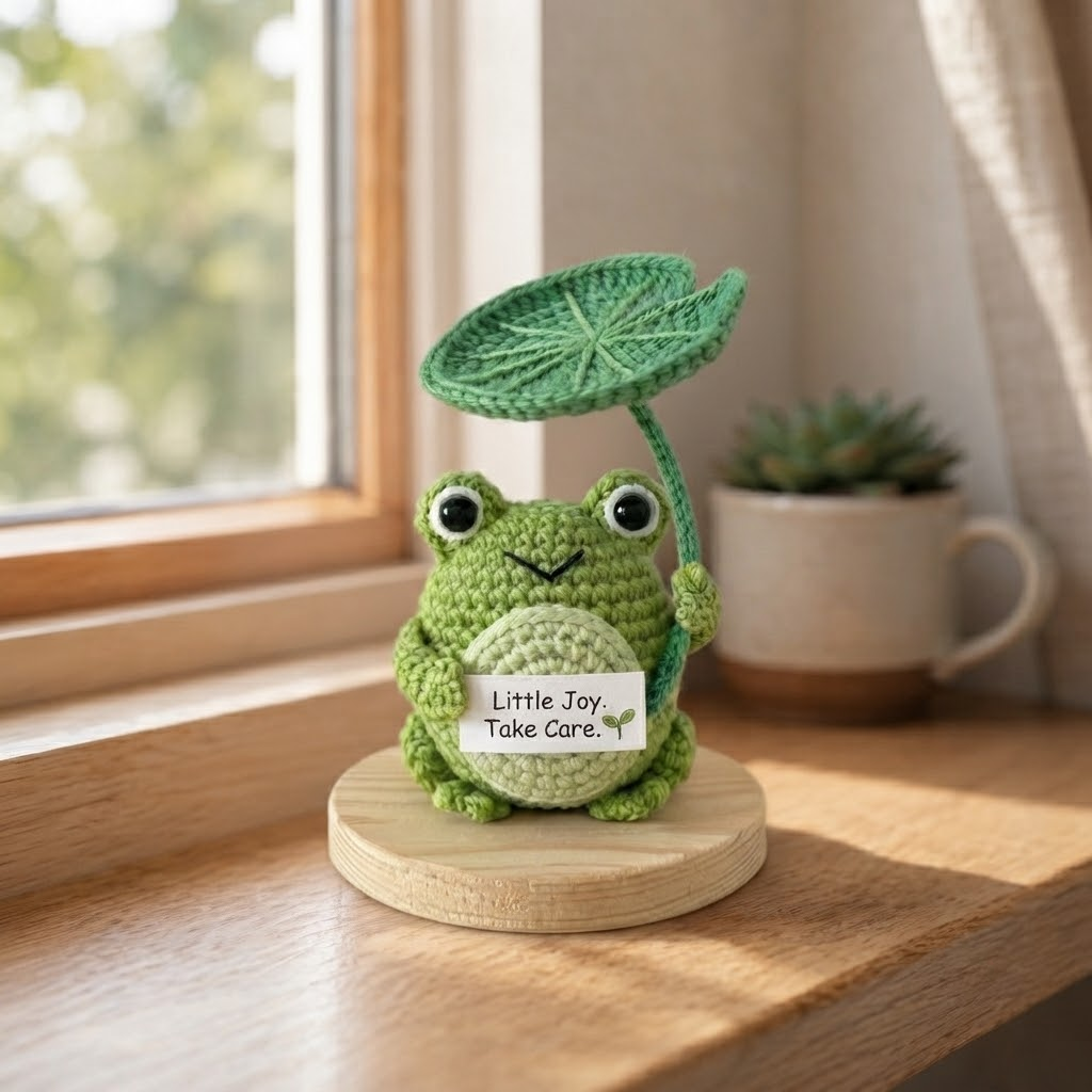 Crochet Frog with Lily Pad – Handmade Positive Gift