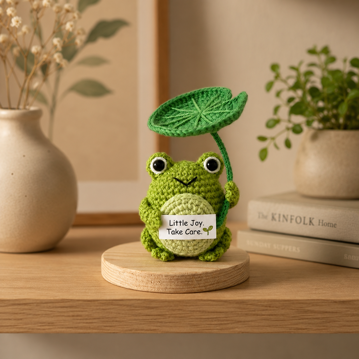 Crochet Frog with Lily Pad – Handmade Positive Gift