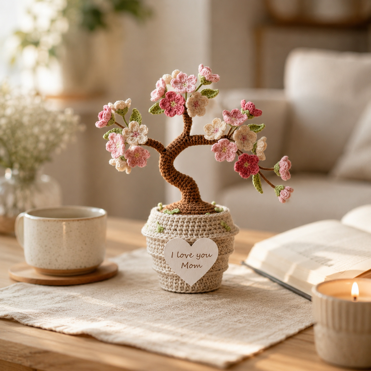 Crochet Cherry Blossom Tree – Handmade Sakura Flower Pot