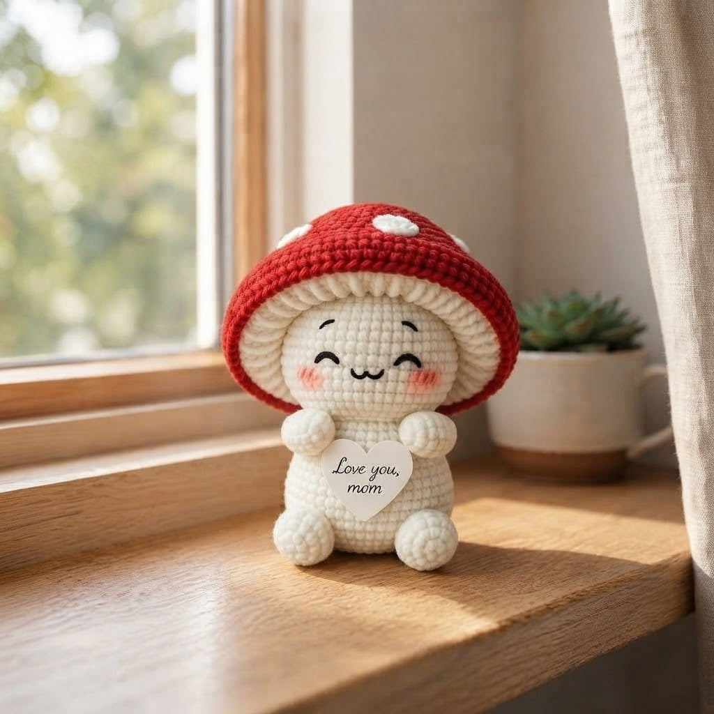 Crochet Red Mushroom Plush – Handmade Gift for Mom