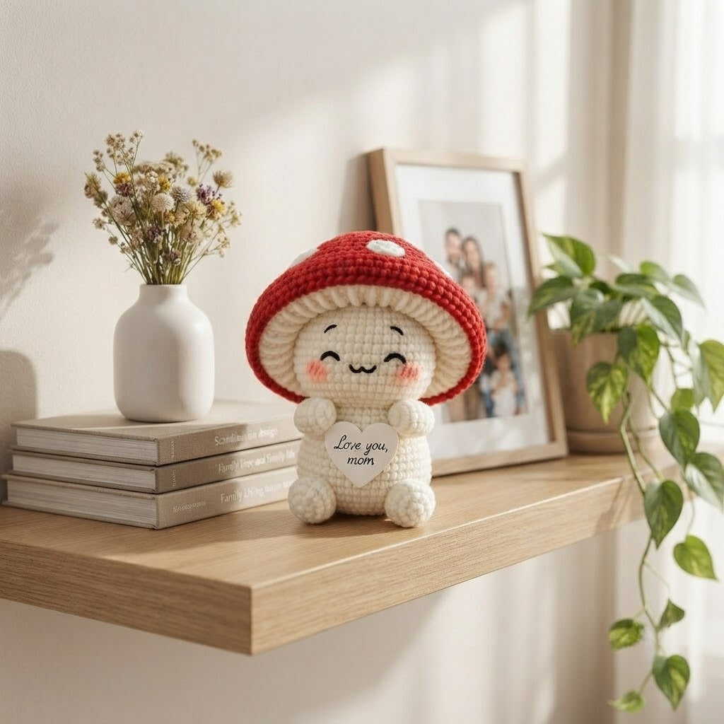 Crochet Red Mushroom Plush – Handmade Gift for Mom