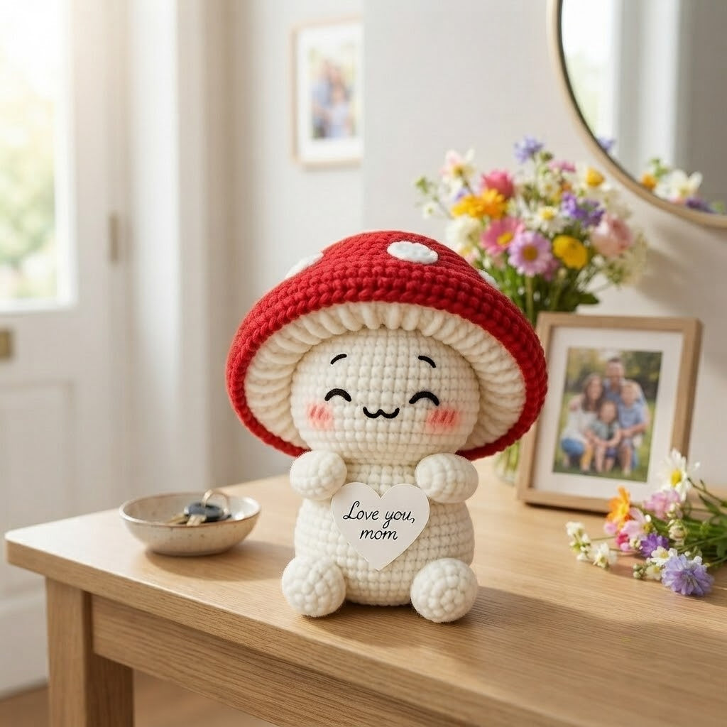 Crochet Red Mushroom Plush – Handmade Gift for Mom