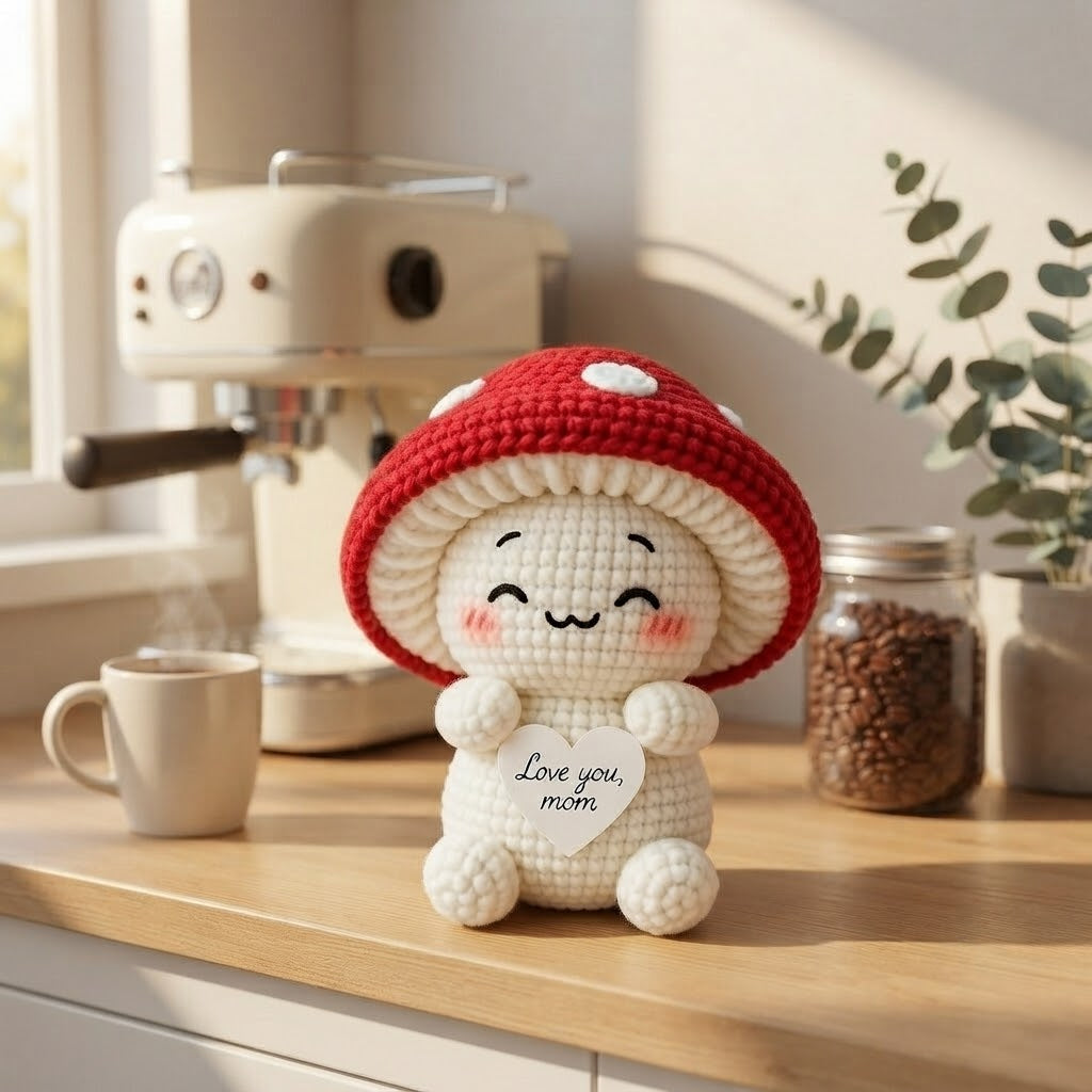 Crochet Red Mushroom Plush – Handmade Gift for Mom