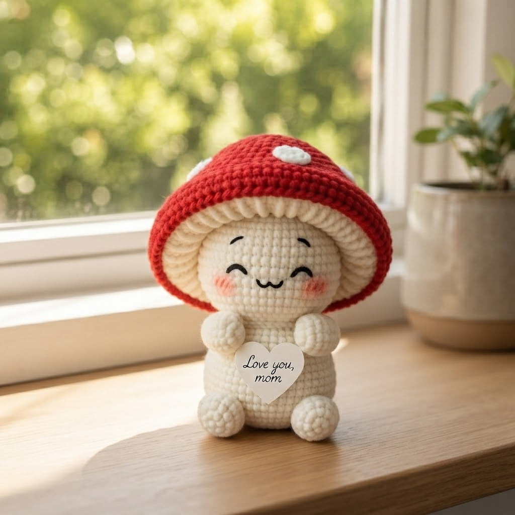 Crochet Red Mushroom Plush – Handmade Gift for Mom
