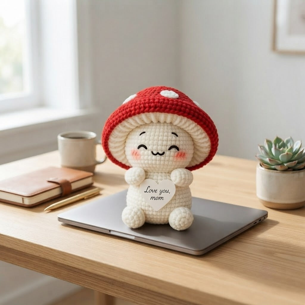 Crochet Red Mushroom Plush – Handmade Gift for Mom