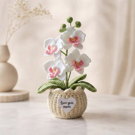 Crochet Orchid Pot – Handmade Orchid Flower Gift & Desk Decor
