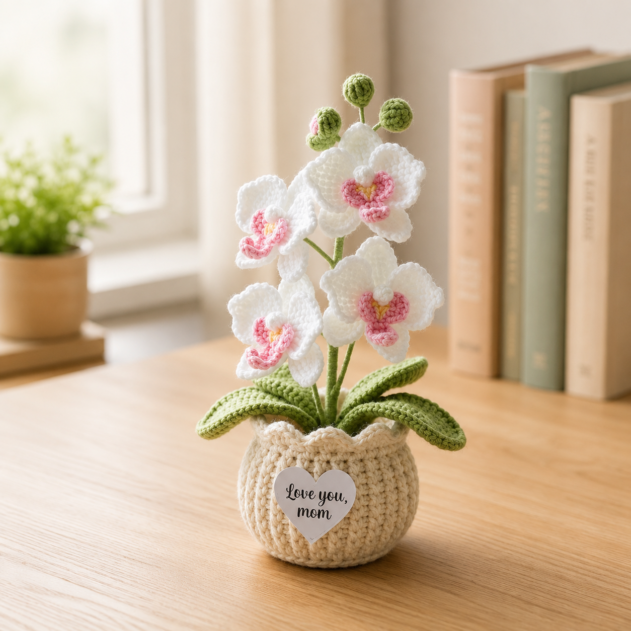 Crochet Orchid Pot – Handmade Orchid Flower Gift & Desk Decor