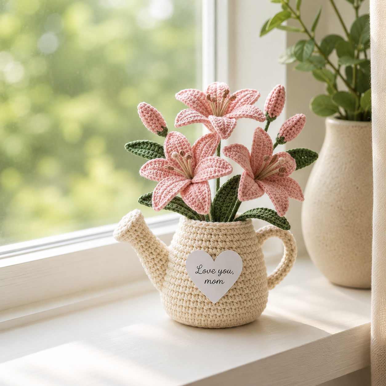 Crochet Flower Pot Watering Can – Handmade Mother's Day Gift for Mom