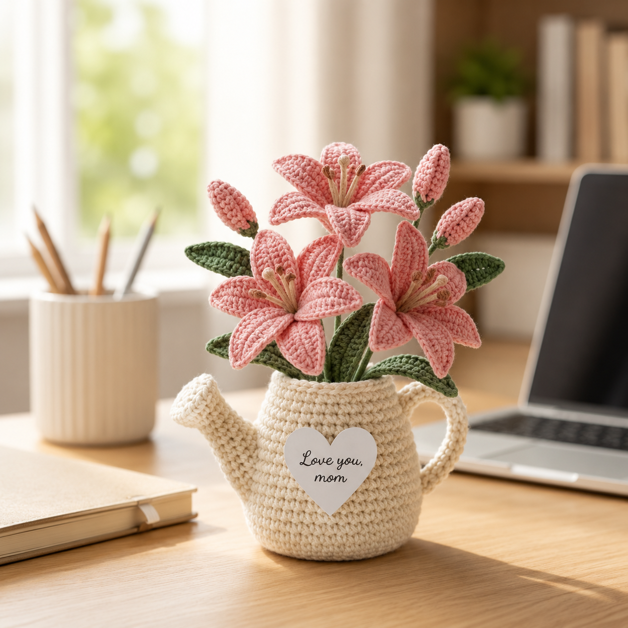 Crochet Flower Pot Watering Can – Handmade Mother's Day Gift for Mom