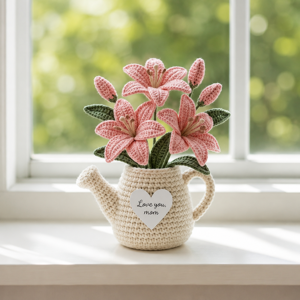 Crochet Flower Pot Watering Can – Handmade Mother's Day Gift for Mom