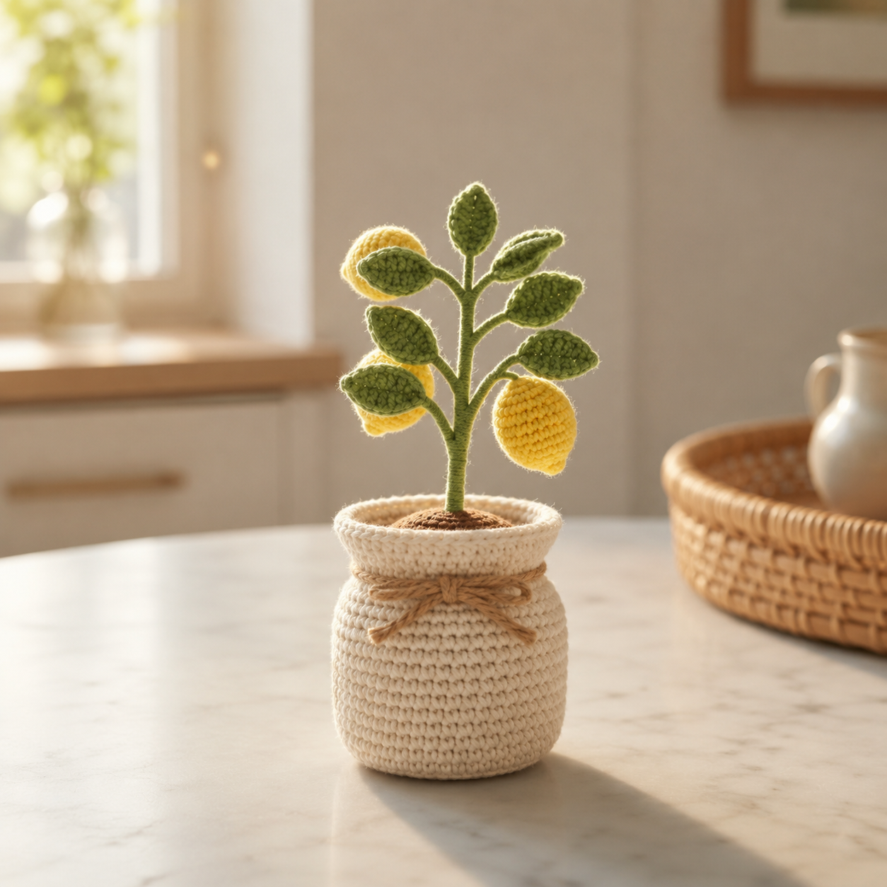 Crochet Lemon Pot – Handmade Personalized Fruit Plant Gift for Mom