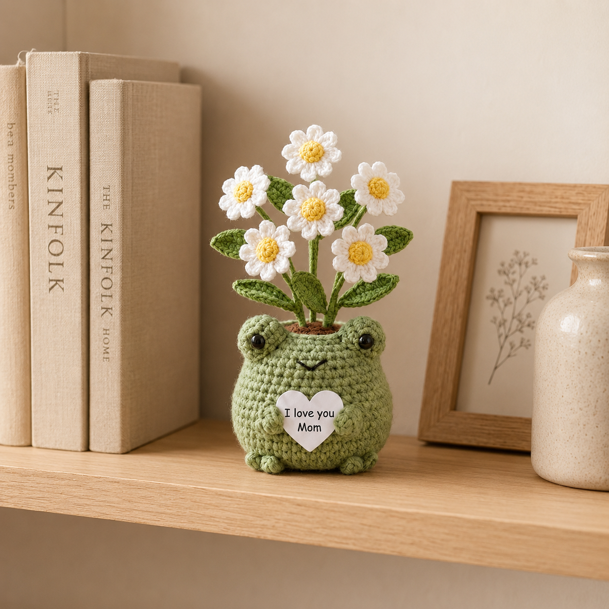 Crochet Frog Daisy Flower Pot – Handmade Amigurumi Desk Decor