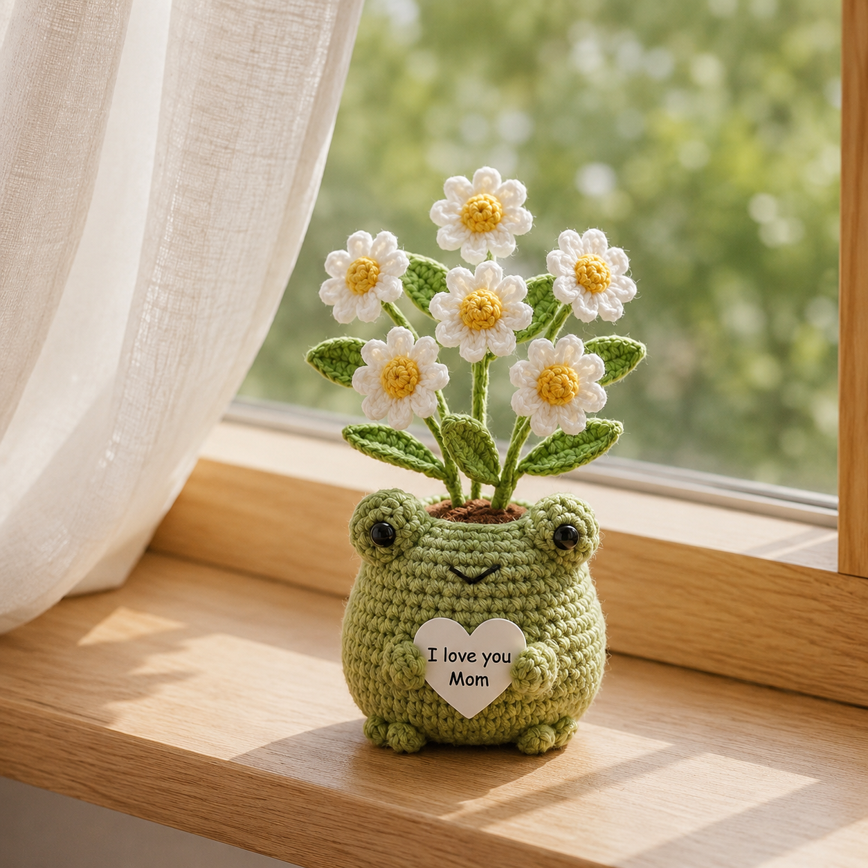 Crochet Frog Daisy Flower Pot – Handmade Amigurumi Desk Decor