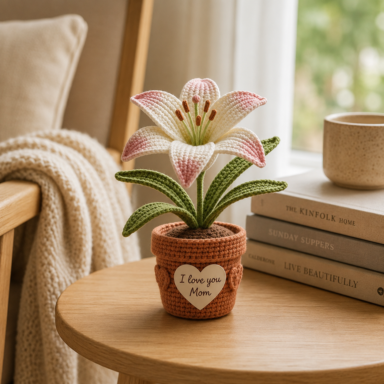 Crochet Lily Flower Pot – Handmade Personalized Gift for Mom