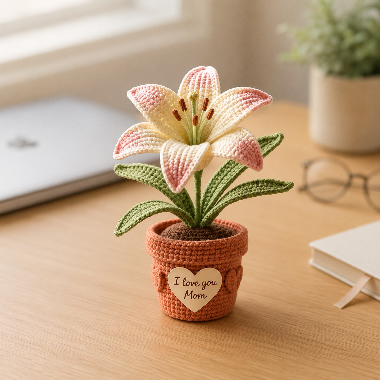Crochet Lily Flower Pot – Handmade Personalized Gift for Mom