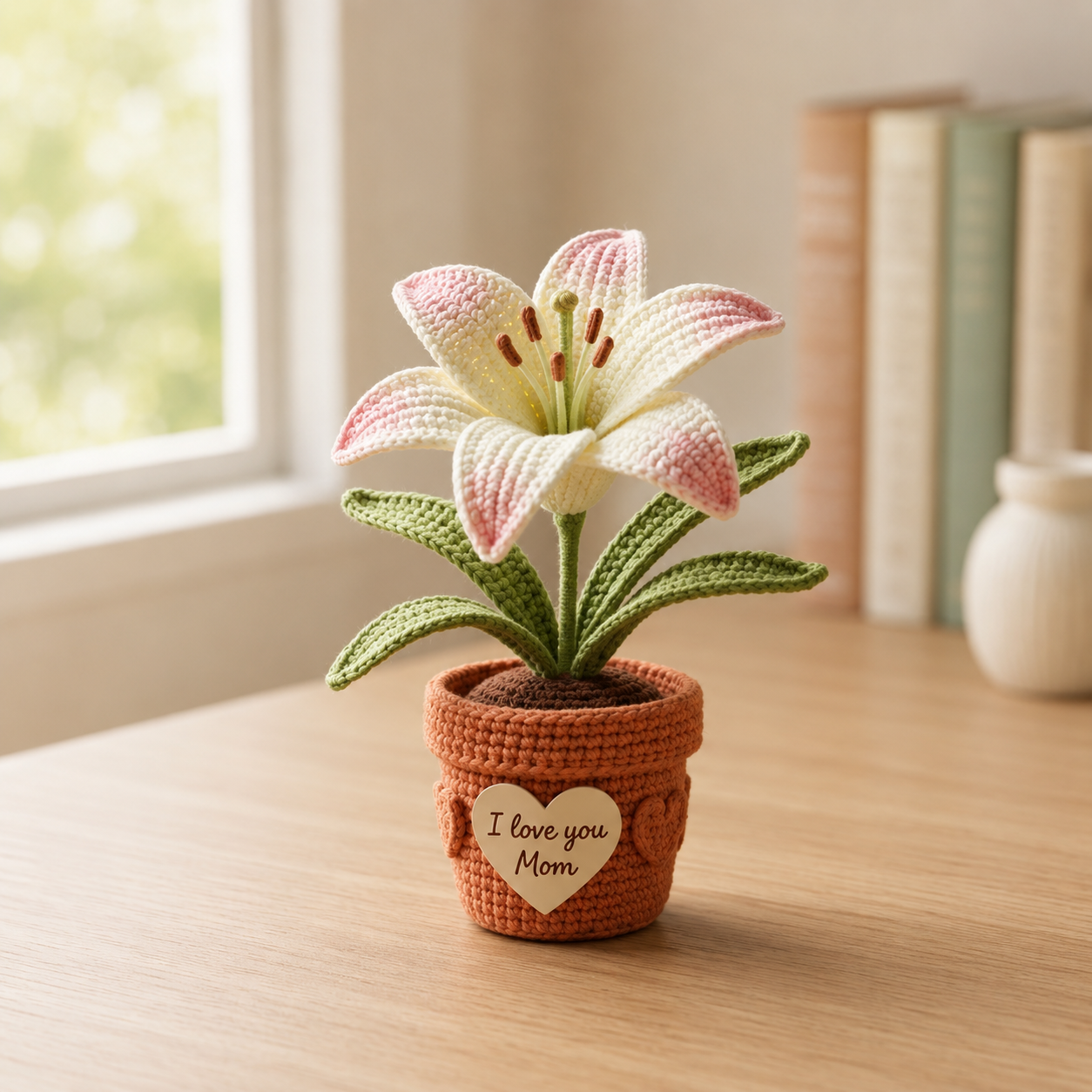 Crochet Lily Flower Pot – Handmade Personalized Gift for Mom