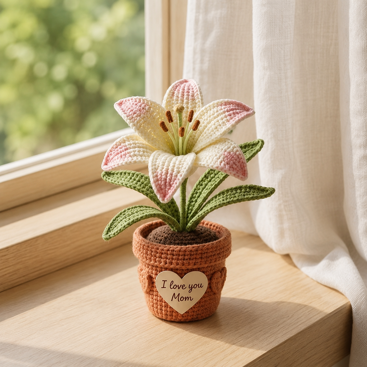 Crochet Lily Flower Pot – Handmade Personalized Gift for Mom