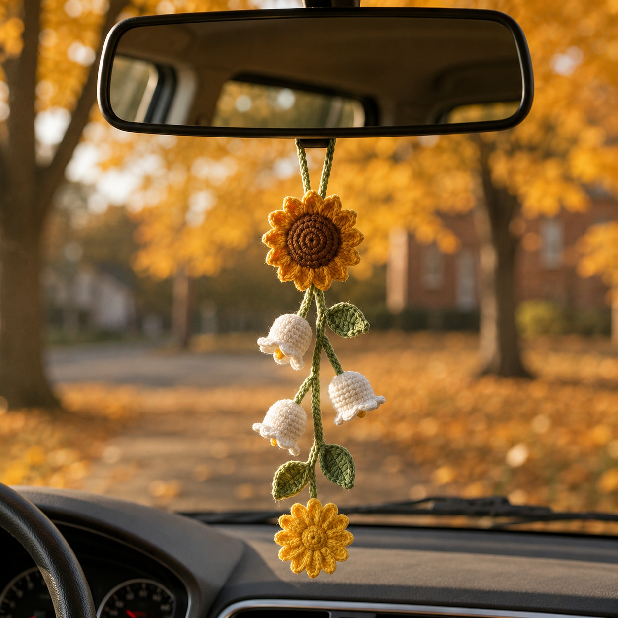 Crochet Flower Car Hanging – Car Mirror Charm