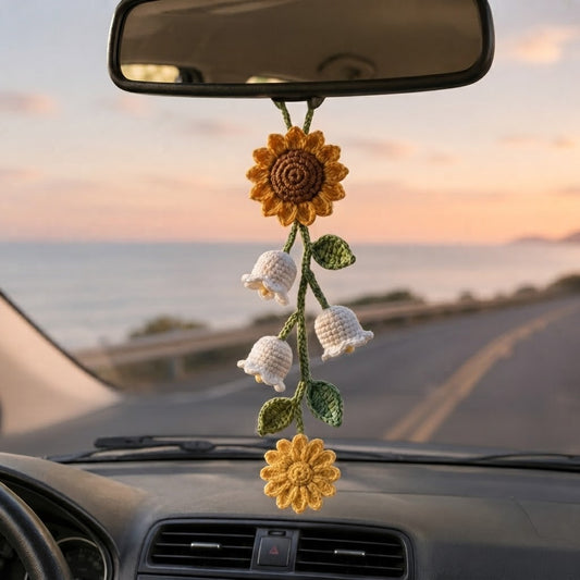 Crochet Flower Car Hanging – Car Mirror Charm