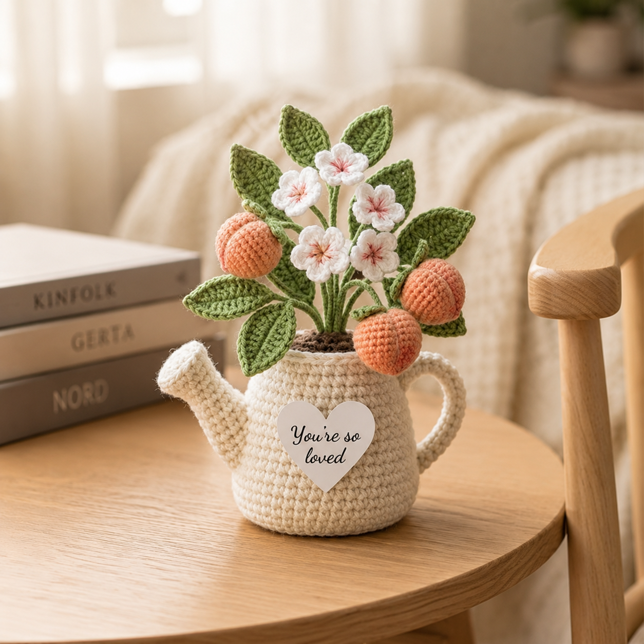 Crochet Summer Fruit Watering Can – Handmade Fruit Plant Decor