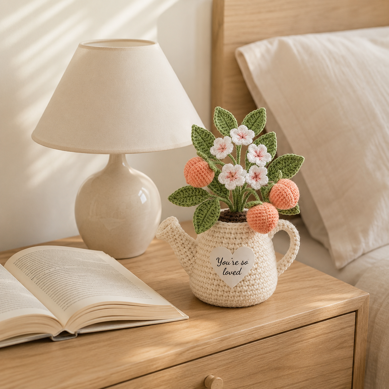 Crochet Summer Fruit Watering Can – Handmade Fruit Plant Decor