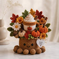 Handmade Crochet Coffee Cup Octopus with Pumpkins & Fall Leaves | Cozy Gift