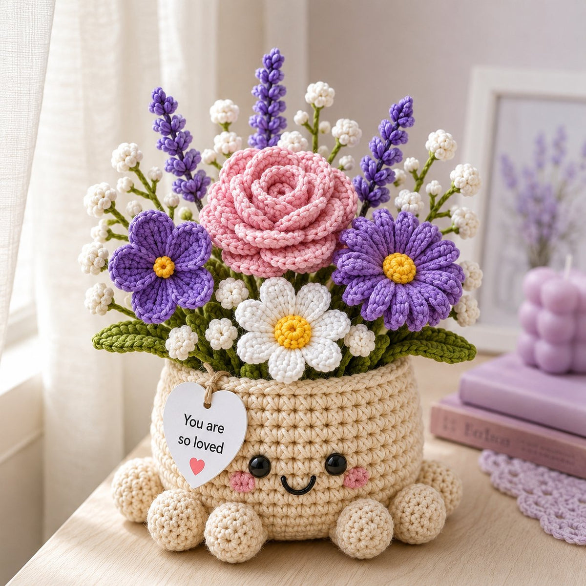 Custom Birth Month Crochet Flower Bouquet – Personalized Flowers Octopus Pot
