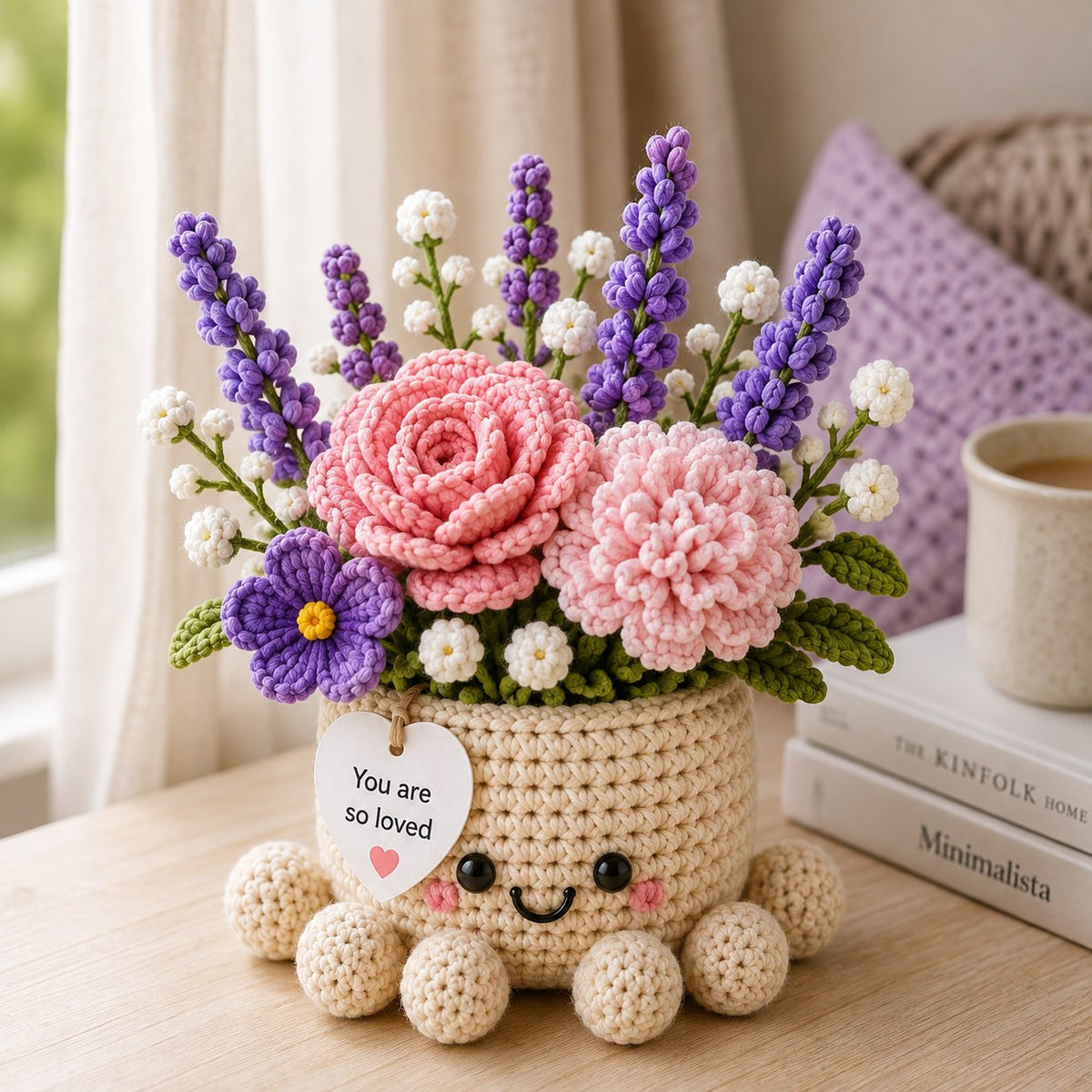 Custom Birth Month Crochet Flower Bouquet – Personalized Flowers Octopus Pot