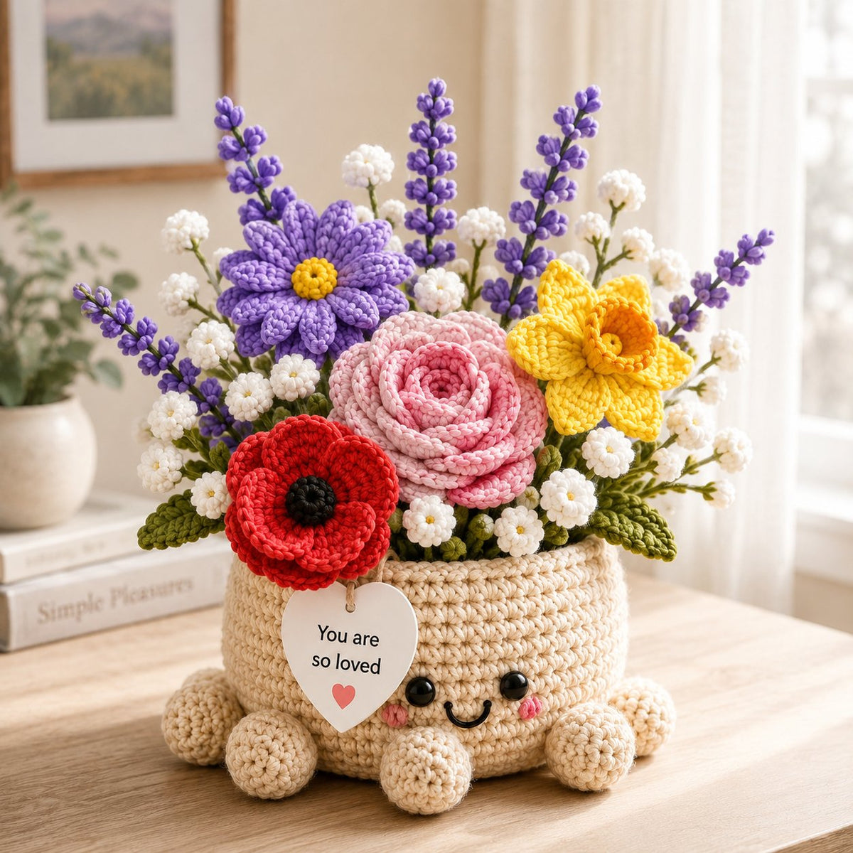 Custom Birth Month Crochet Flower Bouquet – Personalized Flowers Octopus Pot