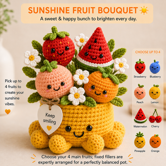 Custom Crochet Fruit Bouquet – Personalized Fruits Octopus Pot