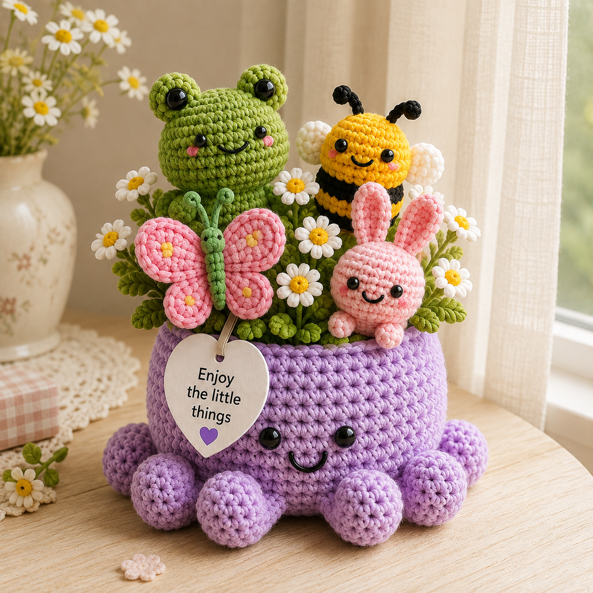 Custom Crochet Animal Bouquet – Personalized Animals  Garden Octopus Pot