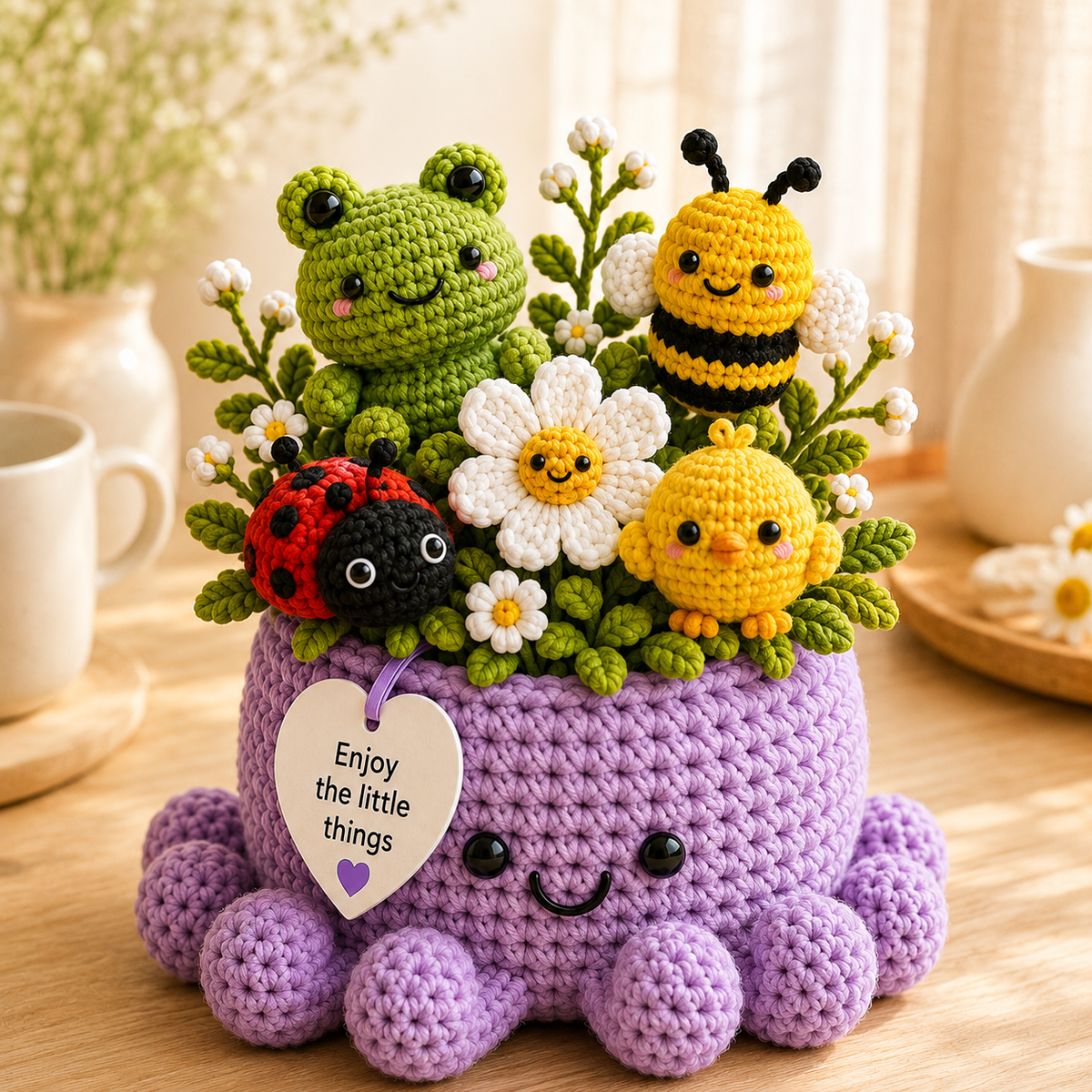 Custom Crochet Animal Bouquet – Personalized Animals  Garden Octopus Pot