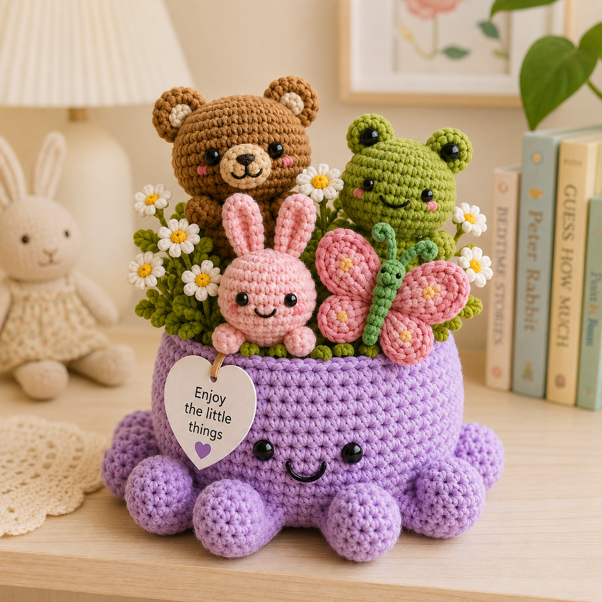 Custom Crochet Animal Bouquet – Personalized Animals  Garden Octopus Pot