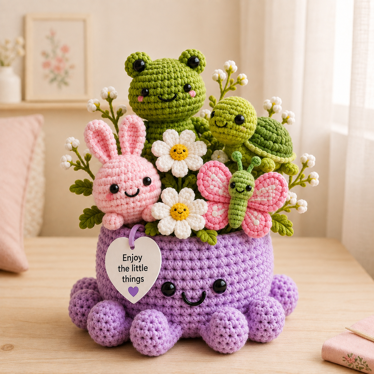 Custom Crochet Animal Bouquet – Personalized Animals  Garden Octopus Pot