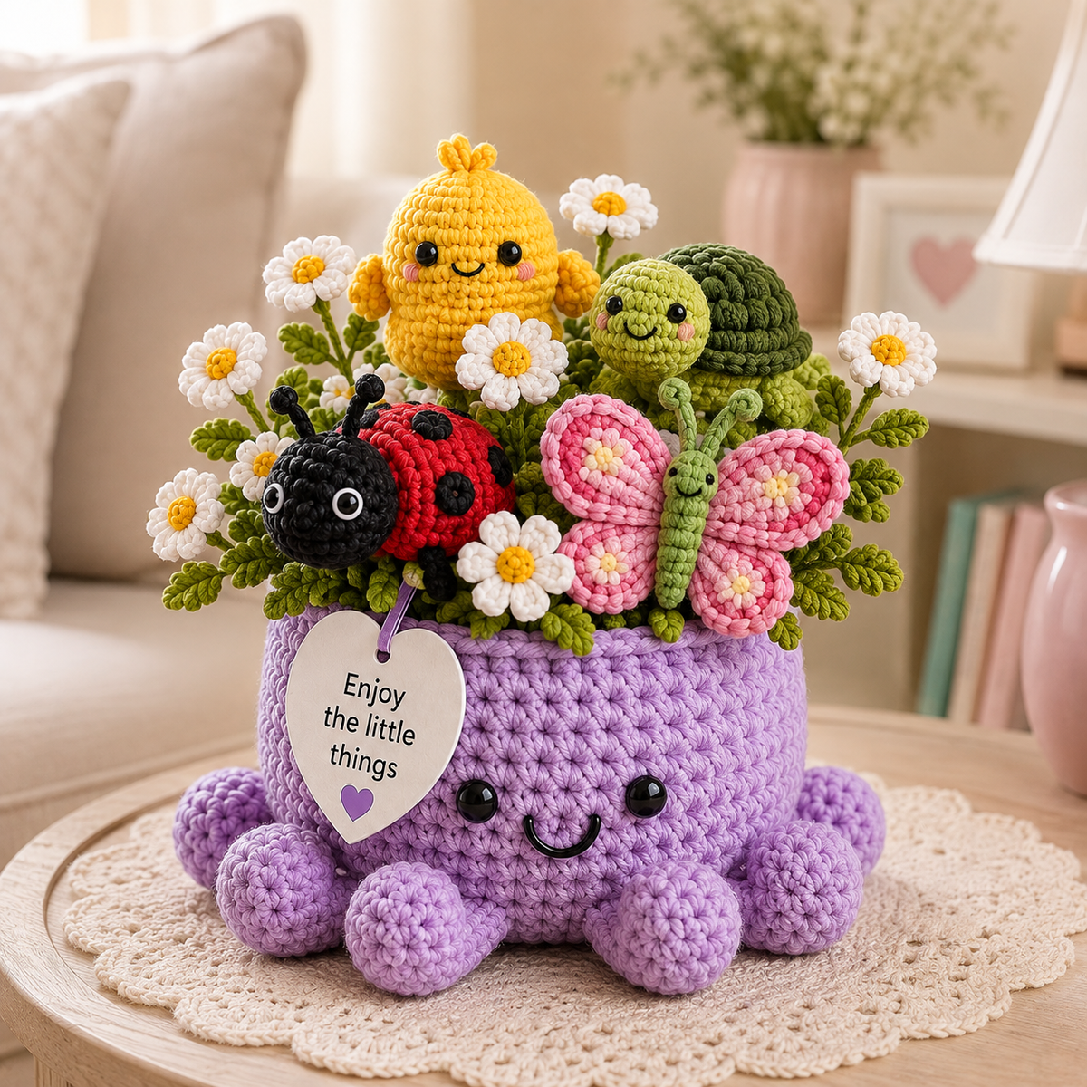 Custom Crochet Animal Bouquet – Personalized Animals  Garden Octopus Pot