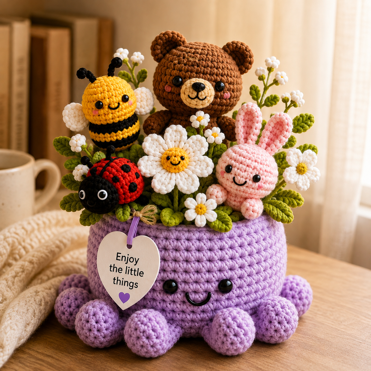Custom Crochet Animal Bouquet – Personalized Animals  Garden Octopus Pot