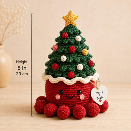Artisanal Crochet Christmas Tree in Red Pot – Whimsical Holiday Home Decor