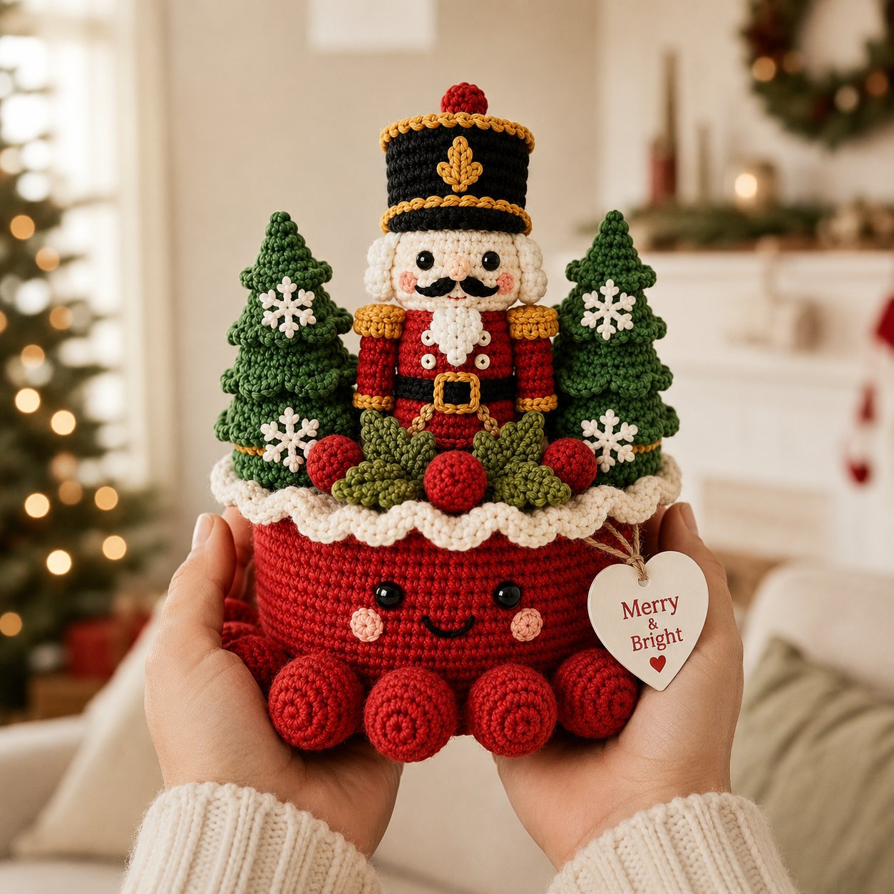 Artisanal Crochet Nutcracker Village Scene – Cozy Christmas Home Decor Plush