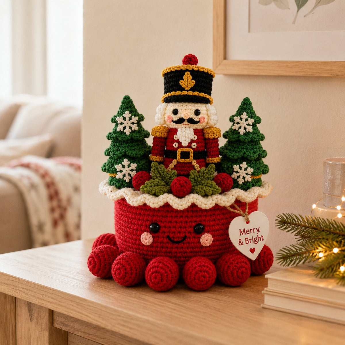 Artisanal Crochet Nutcracker Village Scene – Cozy Christmas Home Decor Plush