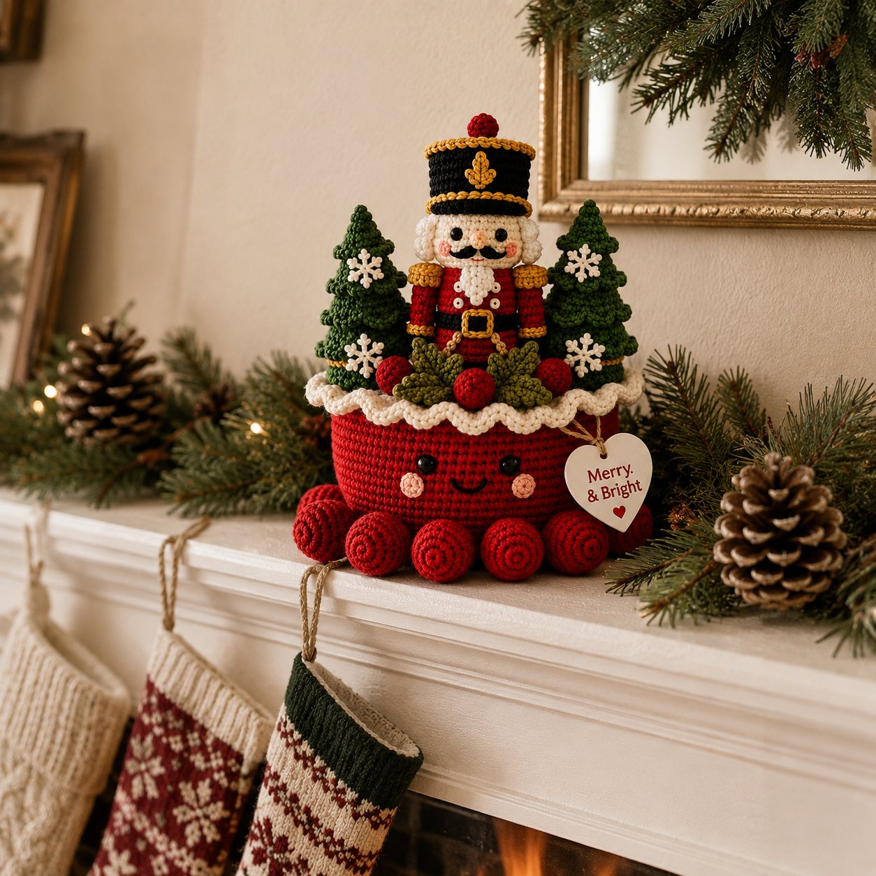 Artisanal Crochet Nutcracker Village Scene – Cozy Christmas Home Decor Plush