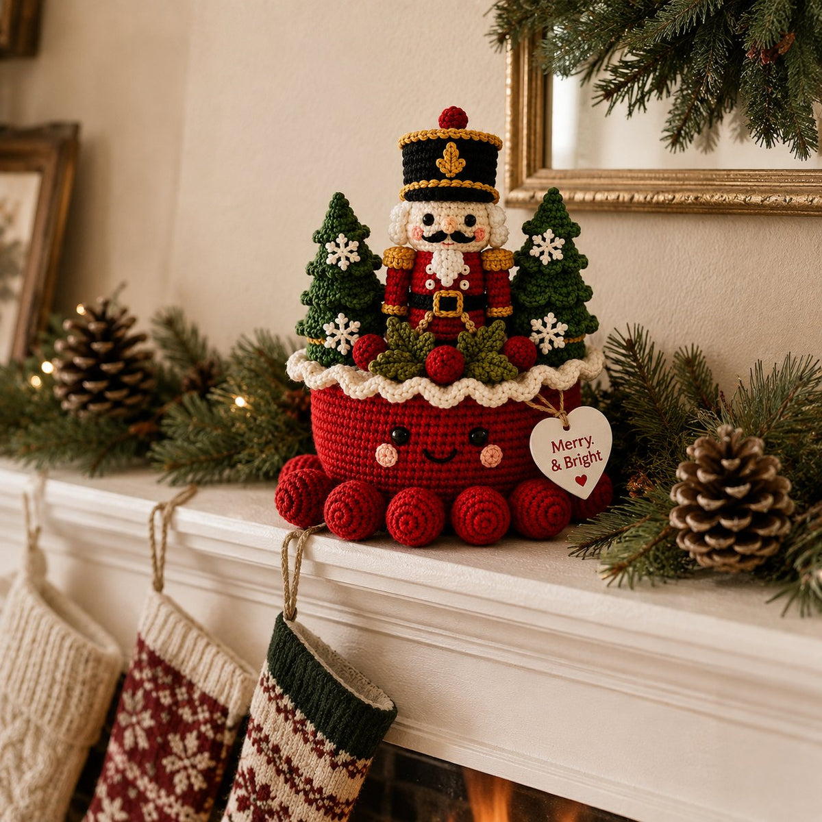 Artisanal Crochet Nutcracker Village Scene – Cozy Christmas Home Decor Plush