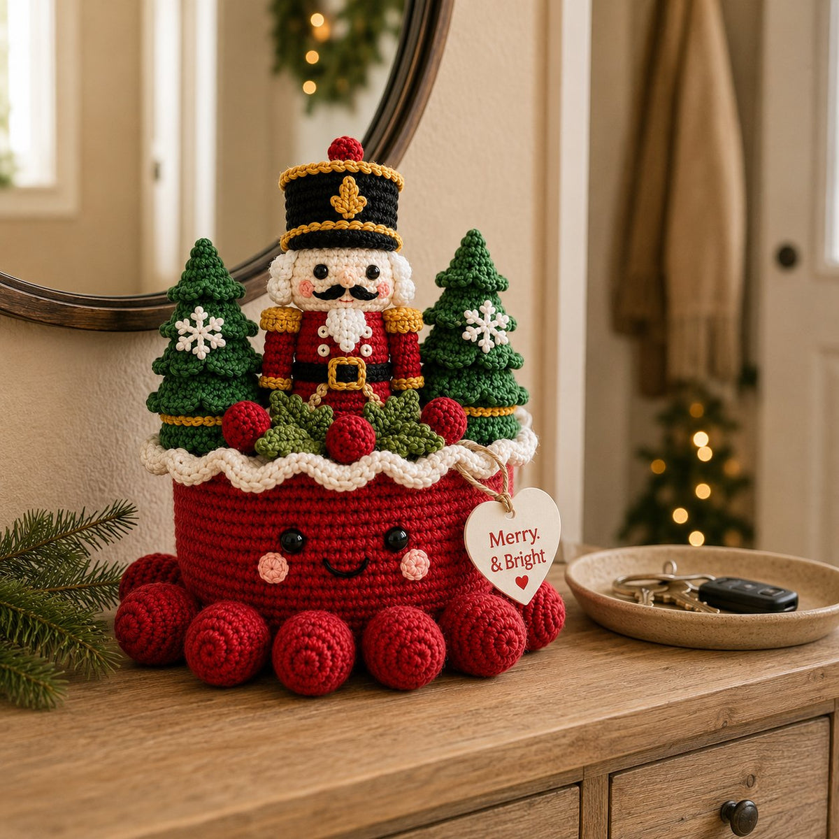 Artisanal Crochet Nutcracker Village Scene – Cozy Christmas Home Decor Plush