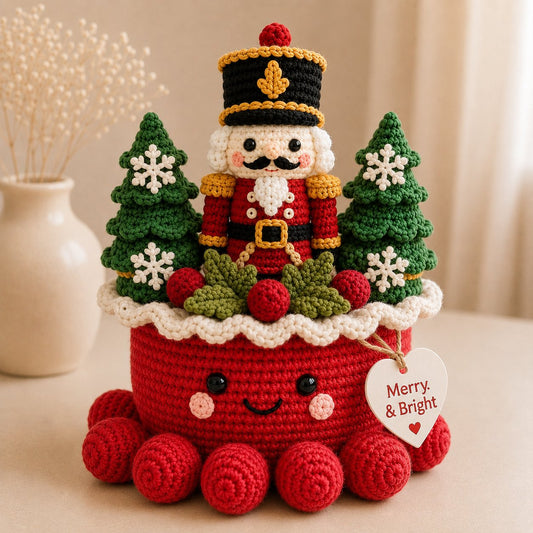 Artisanal Crochet Nutcracker Village Scene – Cozy Christmas Home Decor Plush