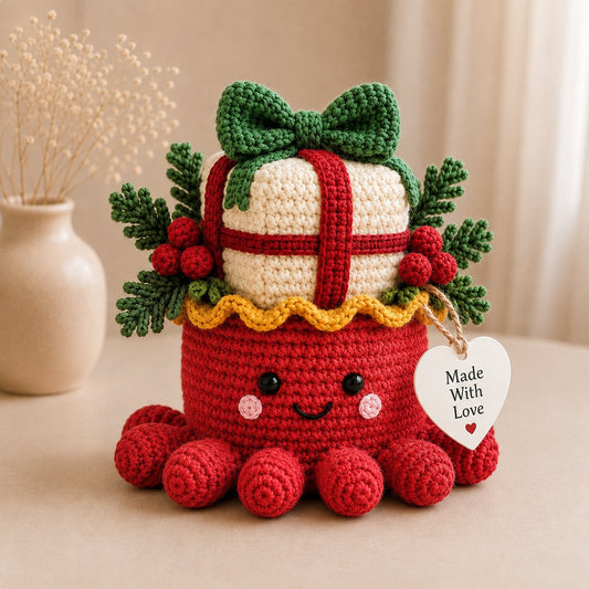 Handcrafted Crochet Christmas Gift Box & Holiday Decor – Unique Handmade Gift Idea